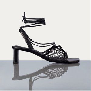 NWT - Le Adelaide Crochet Lace Up Heel in Noir
